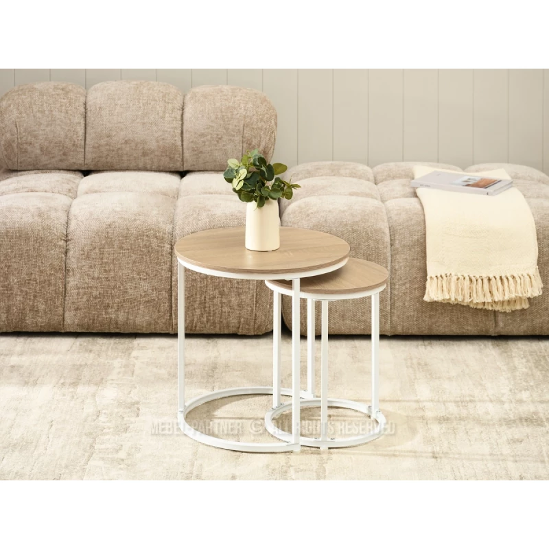 Couchtisch-Set JACEK S – Sonoma-Eiche / Weiß