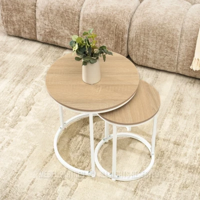 Couchtisch-Set JACEK S – Sonoma-Eiche / Weiß