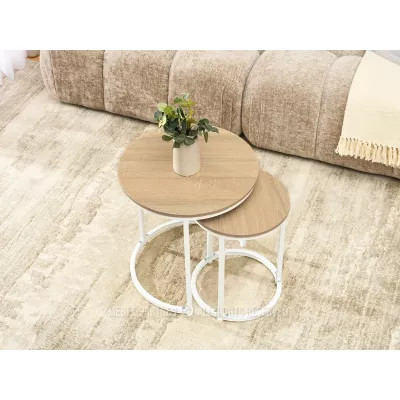 Couchtisch-Set JACEK S – Sonoma-Eiche / Weiß