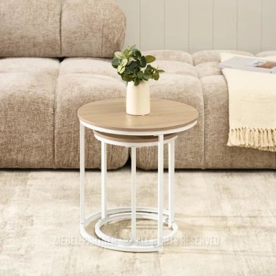 Couchtisch-Set JACEK S – Sonoma-Eiche / Weiß