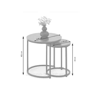 Couchtisch-Set JACEK S – Sonoma-Eiche / Weiß
