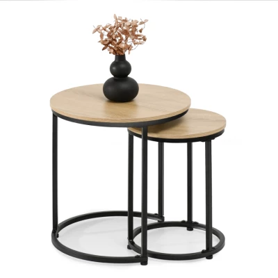 Couchtisch-Set JACEK S – Sonoma-Eiche / Schwarz