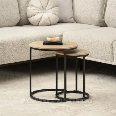Couchtisch-Set JACEK S – Sonoma-Eiche / Schwarz