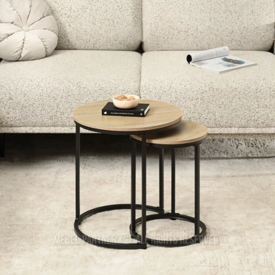 Couchtisch-Set JACEK S – Sonoma-Eiche / Schwarz