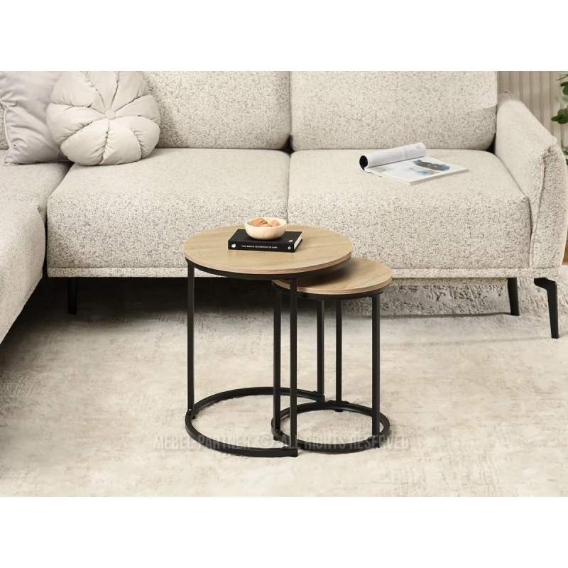 Couchtisch-Set JACEK S – Sonoma-Eiche / Schwarz