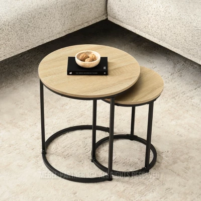 Couchtisch-Set JACEK S – Sonoma-Eiche / Schwarz