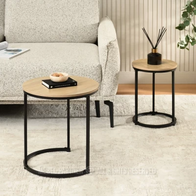 Couchtisch-Set JACEK S – Sonoma-Eiche / Schwarz