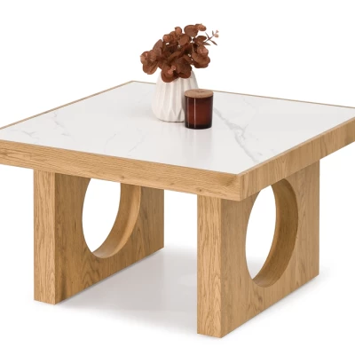 RICOS Couchtisch – weißer Marmor / Eiche