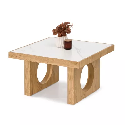 RICOS Couchtisch – weißer Marmor / Eiche