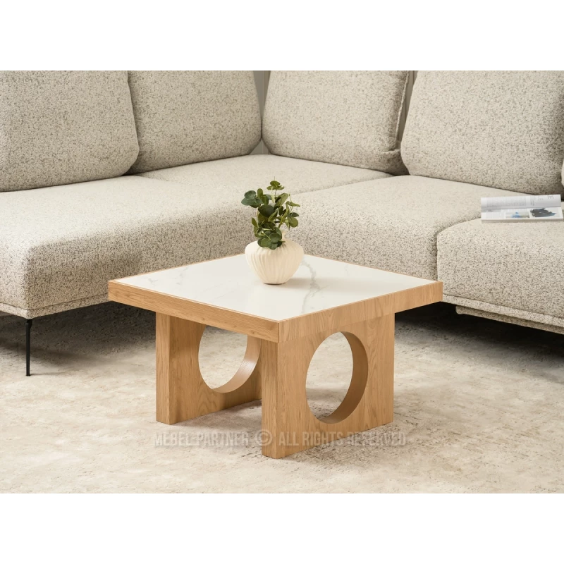 RICOS Couchtisch – weißer Marmor / Eiche