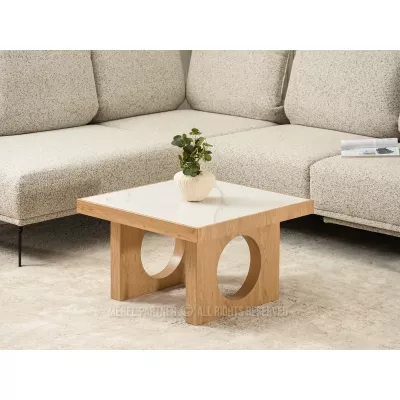 RICOS Couchtisch – weißer Marmor / Eiche
