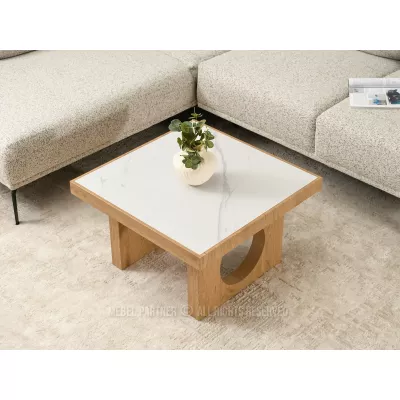 RICOS Couchtisch – weißer Marmor / Eiche