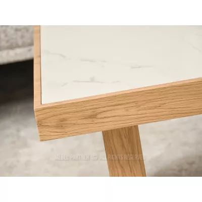 RICOS Couchtisch – weißer Marmor / Eiche