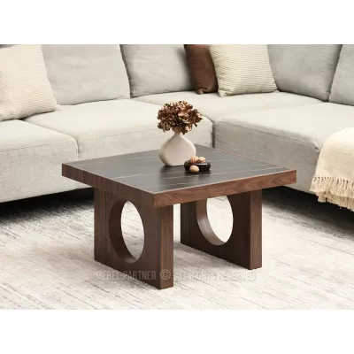 RICOS Couchtisch – schwarzer Marmor / Walnuss