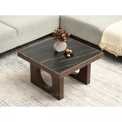 RICOS Couchtisch – schwarzer Marmor / Walnuss