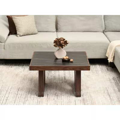 RICOS Couchtisch – schwarzer Marmor / Walnuss
