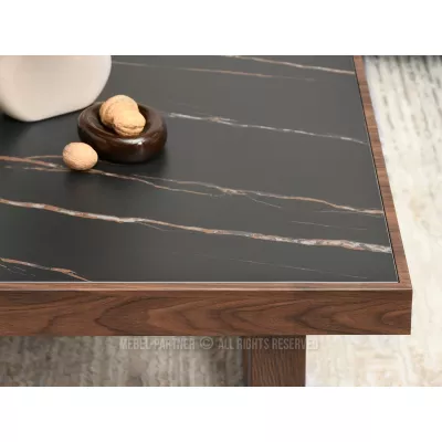 RICOS Couchtisch – schwarzer Marmor / Walnuss