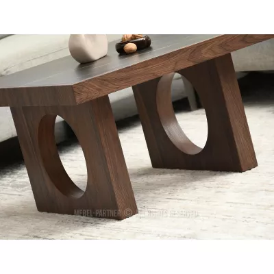 RICOS Couchtisch – schwarzer Marmor / Walnuss