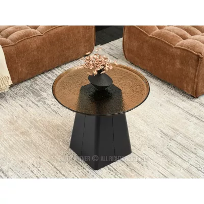 Designer-Couchtisch HAPR – Bronzeglas / Schwarz