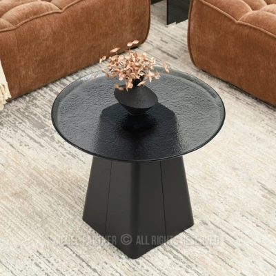 Designer-Couchtisch HAPR – Rauchglas / Schwarz