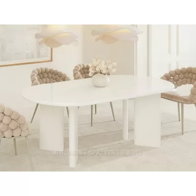 Eleganter Esstisch BEVAN - weiß glänzend / weiß