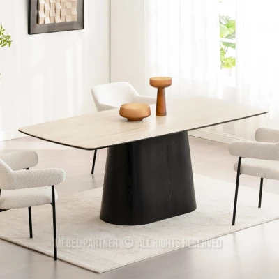 Moderner Esstisch MALAKAI - beige / schwarz