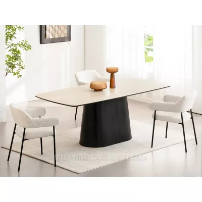 Moderner Esstisch MALAKAI - beige / schwarz