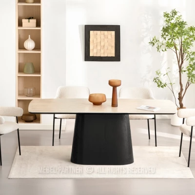 Moderner Esstisch MALAKAI - beige / schwarz