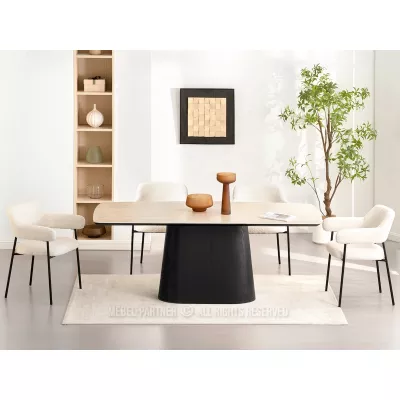 Moderner Esstisch MALAKAI - beige / schwarz