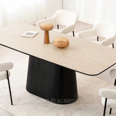 Moderner Esstisch MALAKAI - beige / schwarz