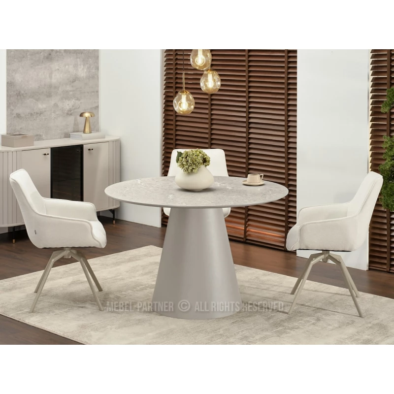 Runder Esstisch 120 cm DONIS - grauer Marmor / grau