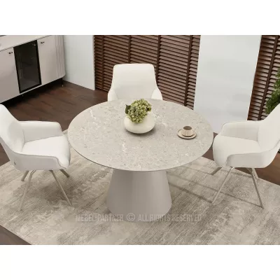 Runder Esstisch 120 cm DONIS - grauer Marmor / grau