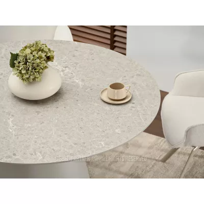 Runder Esstisch 120 cm DONIS - grauer Marmor / grau