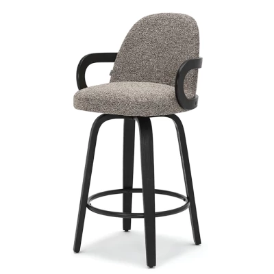 DAISY gepolsterter Barhocker – dunkelbeige/schwarz