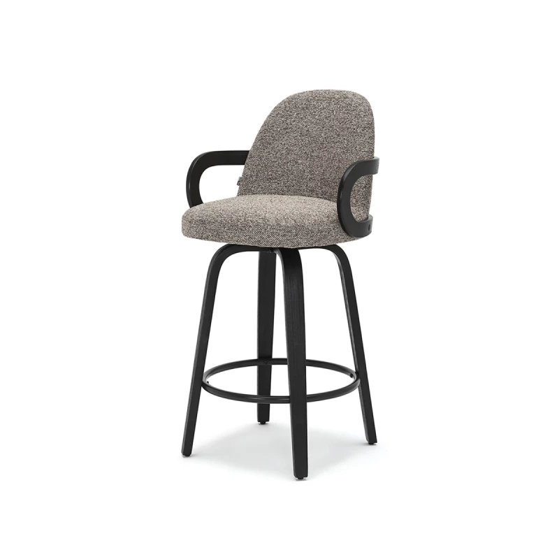 DAISY gepolsterter Barhocker – dunkelbeige/schwarz