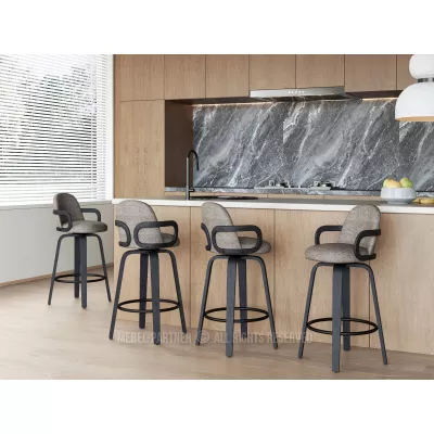 DAISY gepolsterter Barhocker – dunkelbeige/schwarz