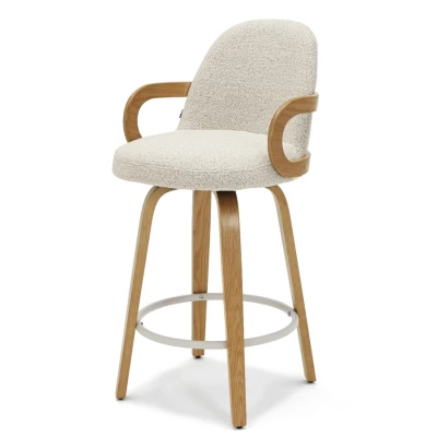 DAISY gepolsterter Barhocker – hellbeige/eiche