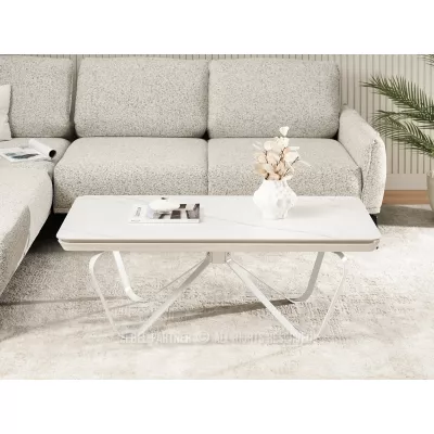 RASTER Couchtisch - weißer Marmor / weiß