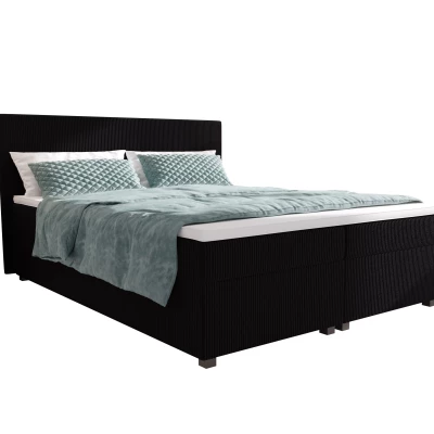 Doppelbett mit Polsterung 180x200 cm und Stauraum ASSAR - schwarz