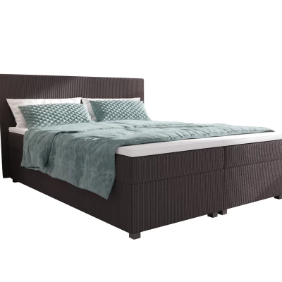 Doppelbett mit Polsterung 180x200 cm und Stauraum, Modell ASSAR – dunkelbraun