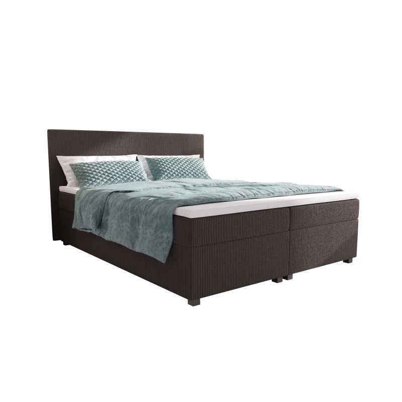 Doppelbett mit Polsterung 180x200 cm und Stauraum, Modell ASSAR – dunkelbraun