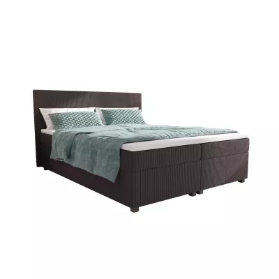 Doppelbett mit Polsterung 180x200 cm und Stauraum, Modell ASSAR – dunkelbraun