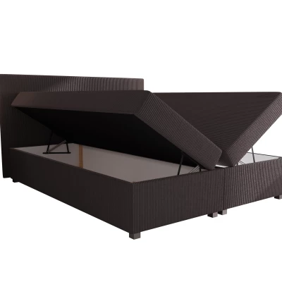 Doppelbett mit Polsterung 180x200 cm und Stauraum, Modell ASSAR – dunkelbraun