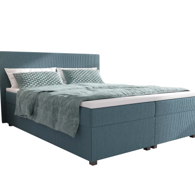 Doppelbett mit Polsterung 180x200 cm und Stauraum, ASSAR - Türkis