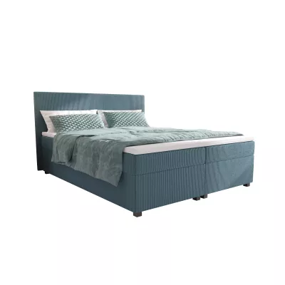 Doppelbett mit Polsterung 180x200 cm und Stauraum, ASSAR - Türkis