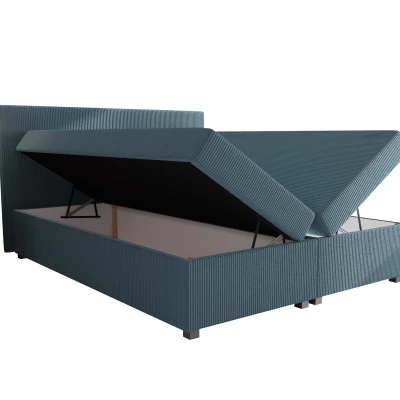 Doppelbett mit Polsterung 180x200 cm und Stauraum, ASSAR - Türkis