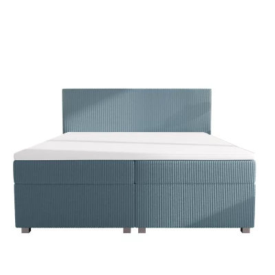 Doppelbett mit Polsterung 180x200 cm und Stauraum, ASSAR - Türkis