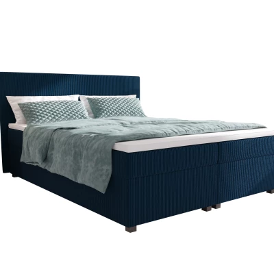 Doppelbett mit Polsterung 180x200 mit Stauraum ASSAR - blau