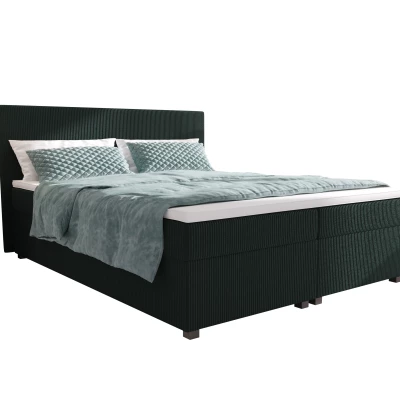 Doppelbett mit Polsterung 180x200 mit Stauraum ASSAR - dunkelgrün 2