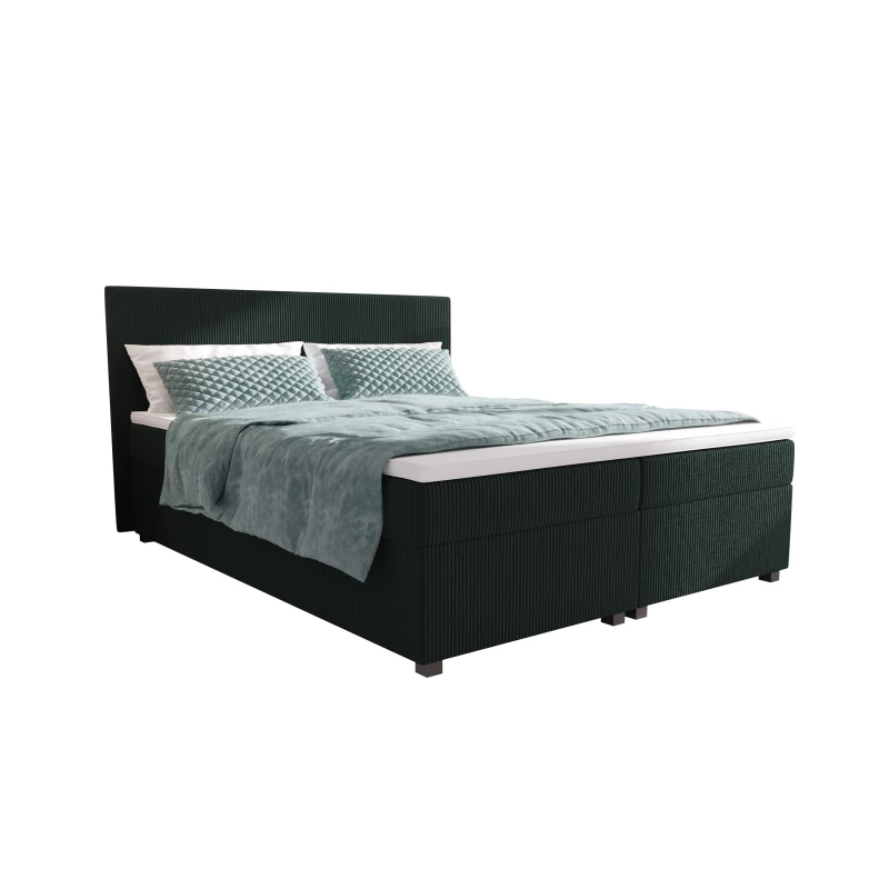 Doppelbett mit Polsterung 180x200 mit Stauraum ASSAR - dunkelgrün 2